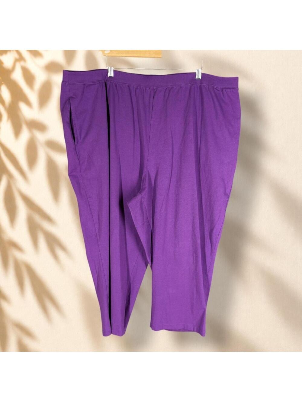 Catherines Activewear Pants Women 3X Plus Purple High Rise Capri Skinny Gym